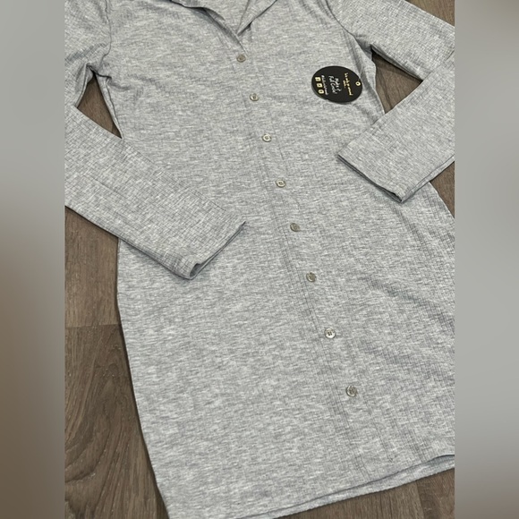 NWT Large Jolie & Joy by FCT Knit Ribbed Dress Super Soft Gray Button Front - Picture 3 of 7